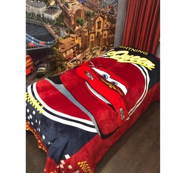 

Disney Red Orange Mc Queen Cars Plush Fuzzy Children Bedlinen Blanket Throws Covers Flatsheet on Bed Sofa 180x200cm