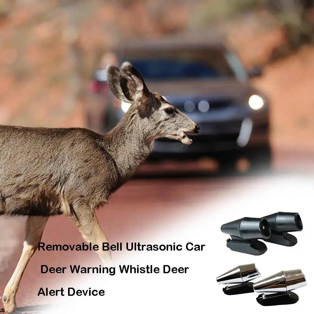 2pcs Bell Automotive Silver Ultrasonic Animal Warning Whistles