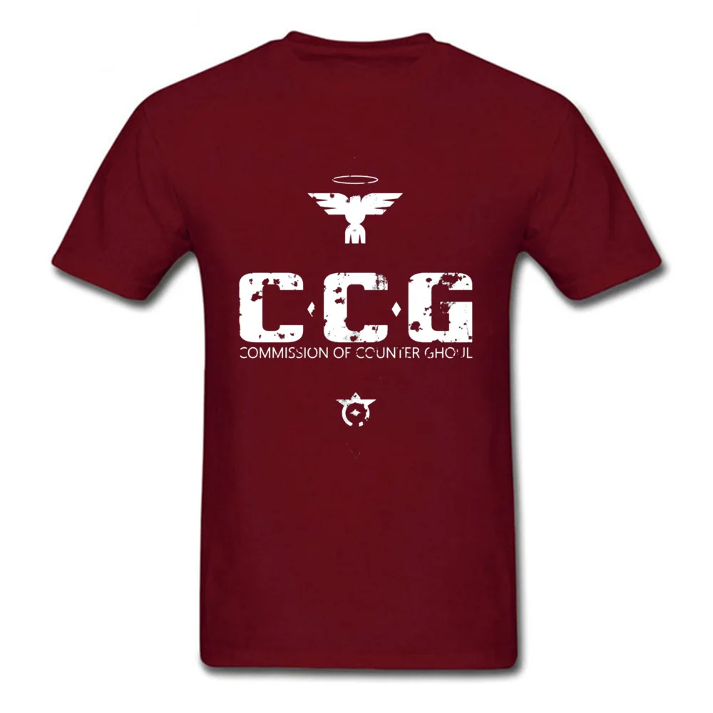 Commission of Counter Ghoul 18596 100% Cotton Tops Shirt for Men comfortable Tshirts Coupons Crew Neck Tees Short Sleeve Commission of Counter Ghoul 18596 maroon