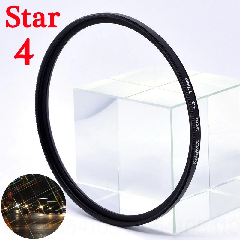 KnightX Star Line 49 52 мм 55 мм 58 мм 62 67 мм 72 мм 77 мм фильтр для объектива камеры для canon eos sony nikon d3300 400d фото фотографии - Цвет: Star 4X Filter
