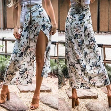 Womail, женская сексуальная юбка, летняя, для девушек, цыганская, длинная, Джерси, облегающая юбка, повседневная, полиэстер, с цветочным принтом, юбка, Прямая поставка, Apr26
