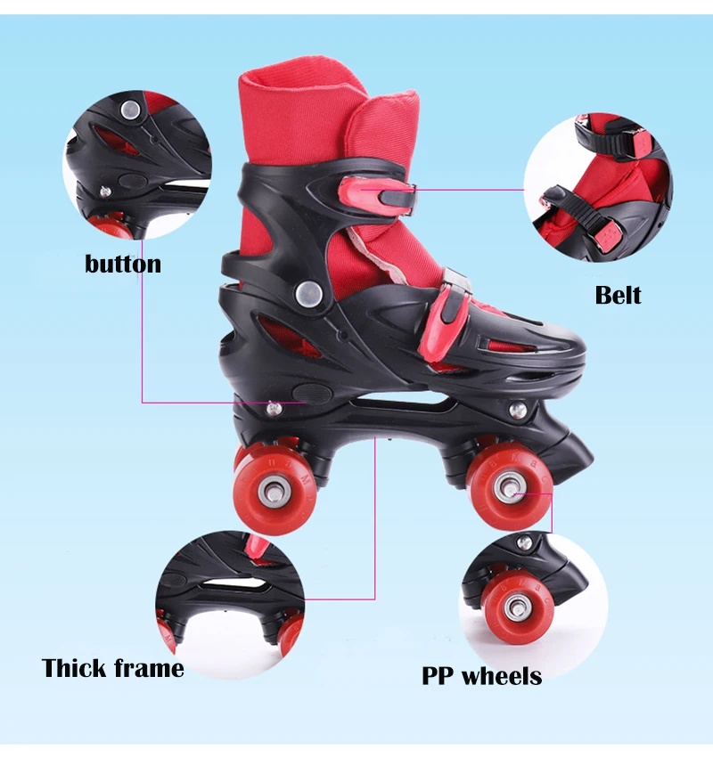 1 زوج أطفال الأطفال المراهقين مزدوجة خط رباعية مواز زلاجات دوارة أحذية 4 عجلات للصدمات مع الفرامل مستقرة Patines