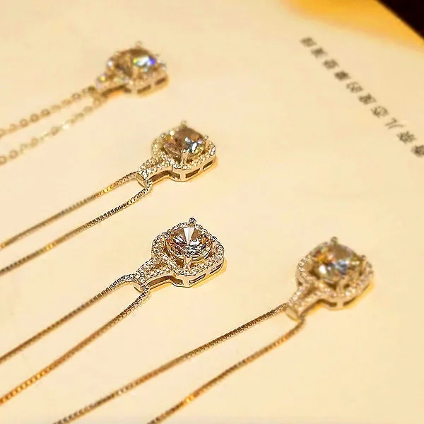 

Luxury Female Crystal White Zircon Stone Necklace Cute Fashion Wedding Jewelry 925 Sterling Silver Choker Necklaces For Women