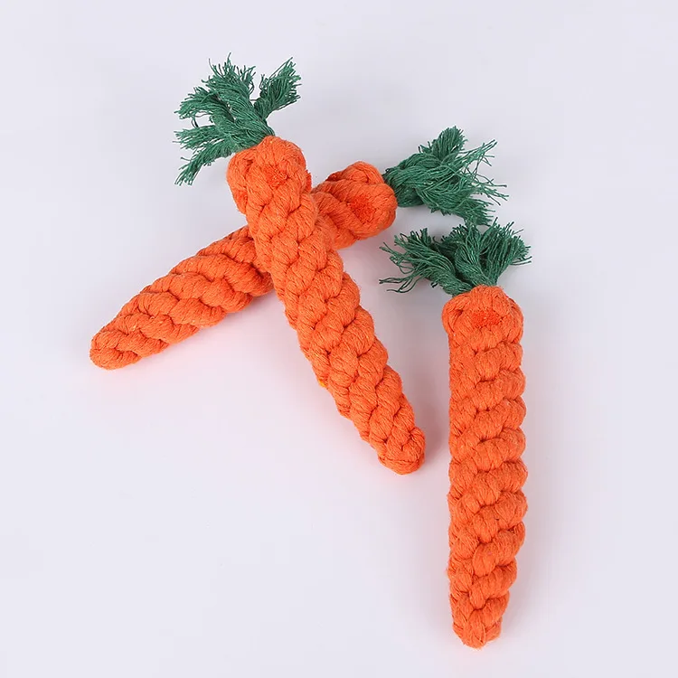 

1 pcs Carrot Shaped Knot Ropes Pet Dog Toys Chew Cat Toy Safe Toys for Small Dogs Molar Biting Playing Products Dog Accessories