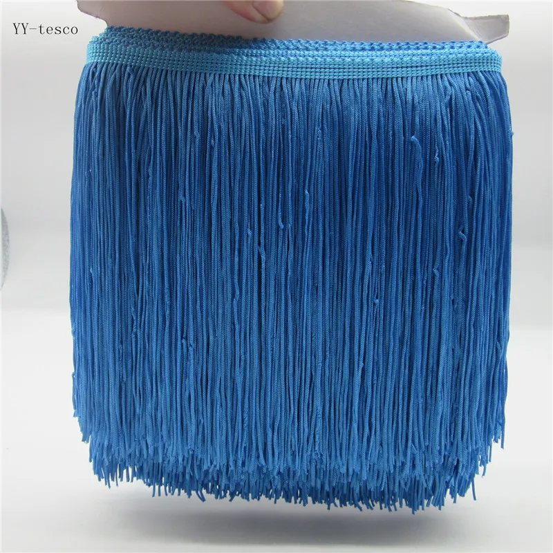1 Yard 20cm Long Lace Fringe Trim Polyester Tassel Lake Blue Fringe