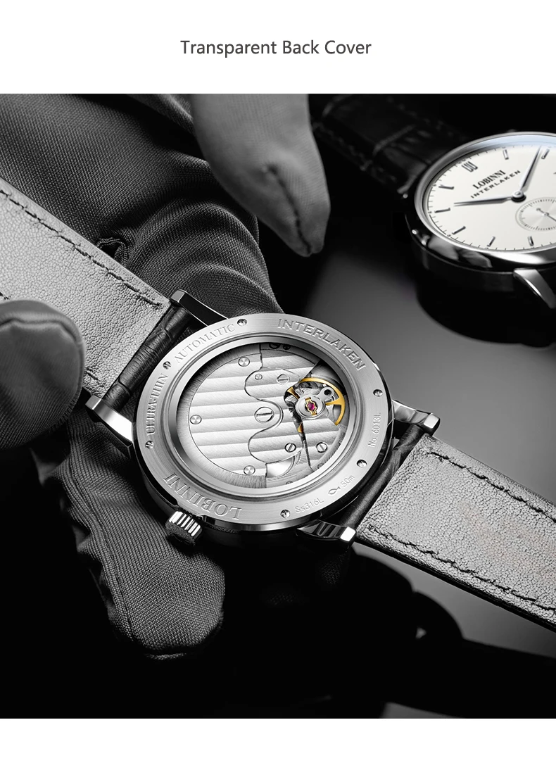 Роскошные брендовые LOBINNI Switzerland мужские часы seagull автоматические механические мужские часы сапфир из натуральной кожи relogio L6013M-1