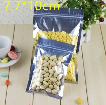

7.7*10cm 200Pcs/ Lot Clear Aluminum Foil Packing Pouches For Food Storage Heat Seal 3.03"x3.93" Zipper Lock Mylar Package Bag