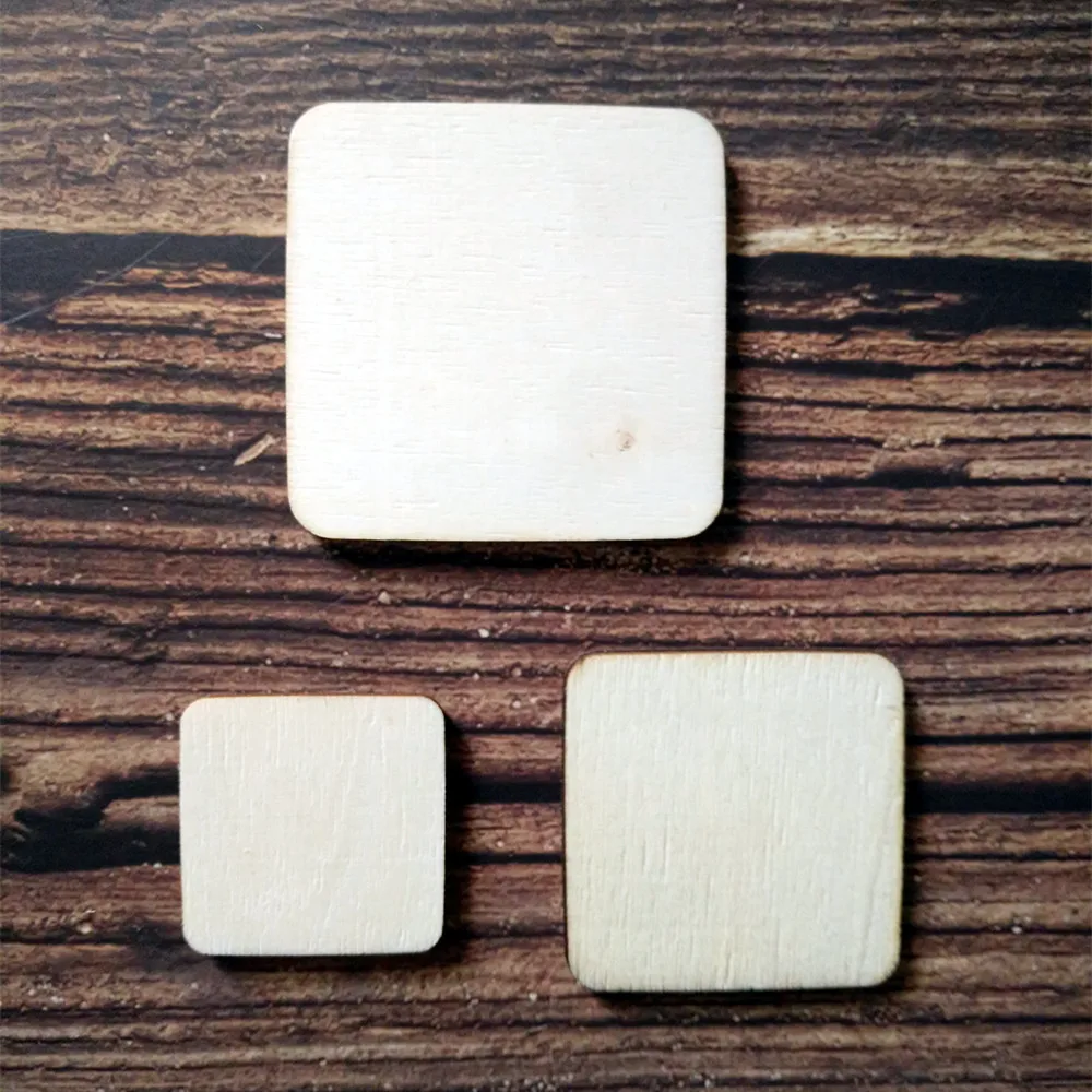 

50pcs Laser Cut Wooden Customized Square Size Blank Unfinished Square Wood Stud Earrings Round Corners Crafts