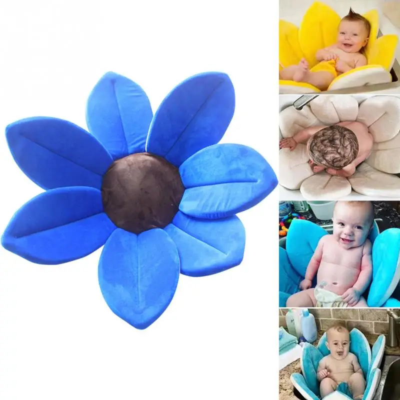 

Baby Shower Blooming Flower Newborn Bathtub Foldable Lotus shape Cushion Skin Bath Pad Portable Bath Tub Soft Seat Play Mat 80cm