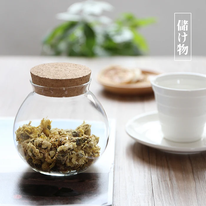 High temperature glass seal pot Clear glass storage jar with Wooden lid Green Tea Seal Pot Kitchenroom Storage Box