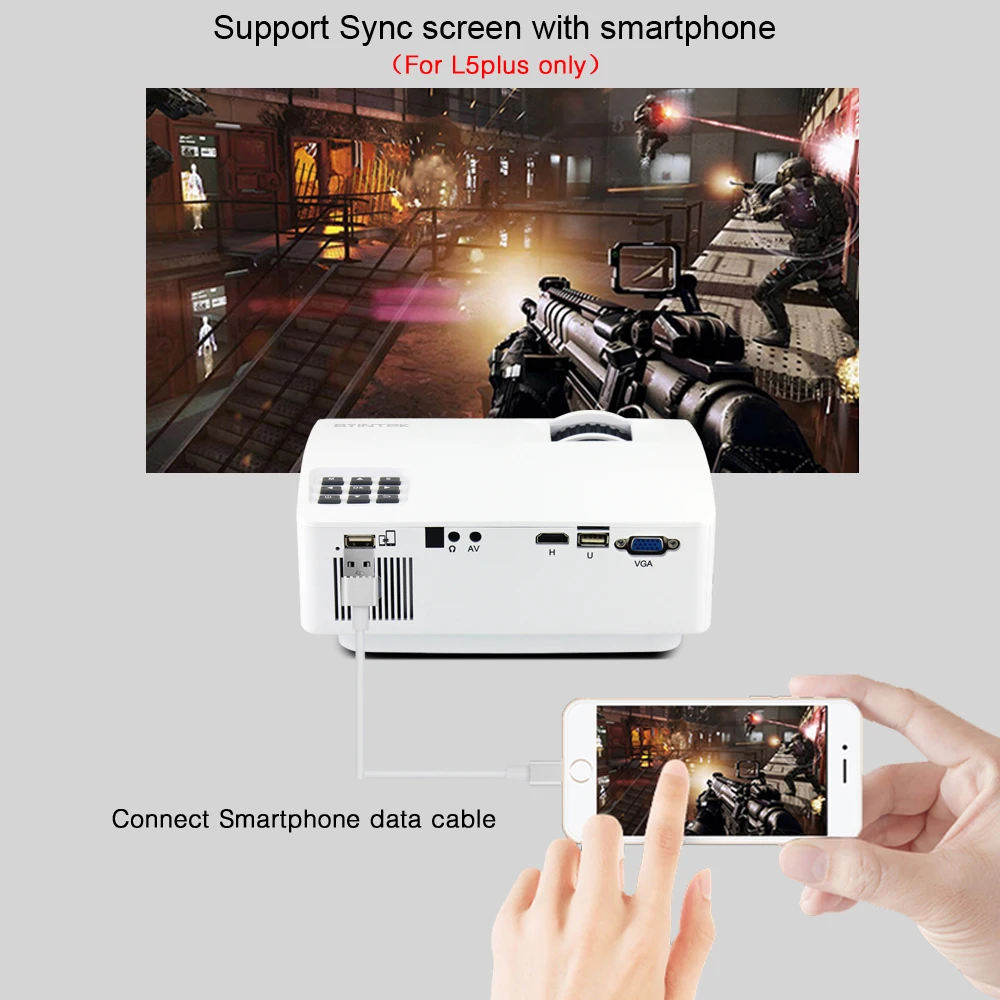 Мини светодиодный портативный видеопроектор BYINTEK SKY L5 для домашнего кинотеатра с