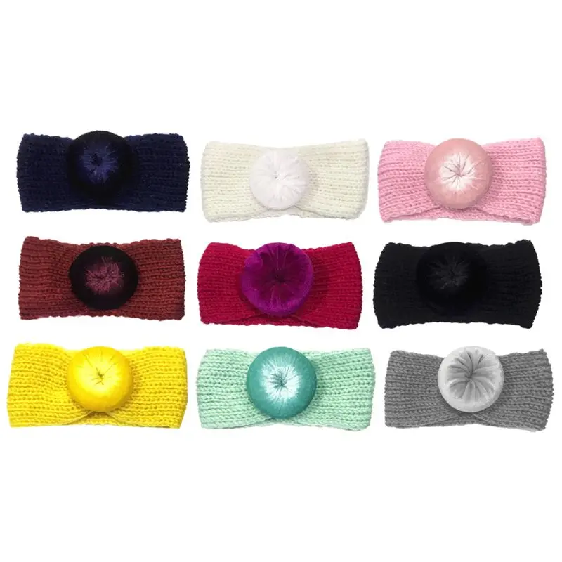 

Hot Sell New Baby Knit Crochet Top Knot Elastic Turban Headband Girls Head Wrap Hair Bands Ears Warmer