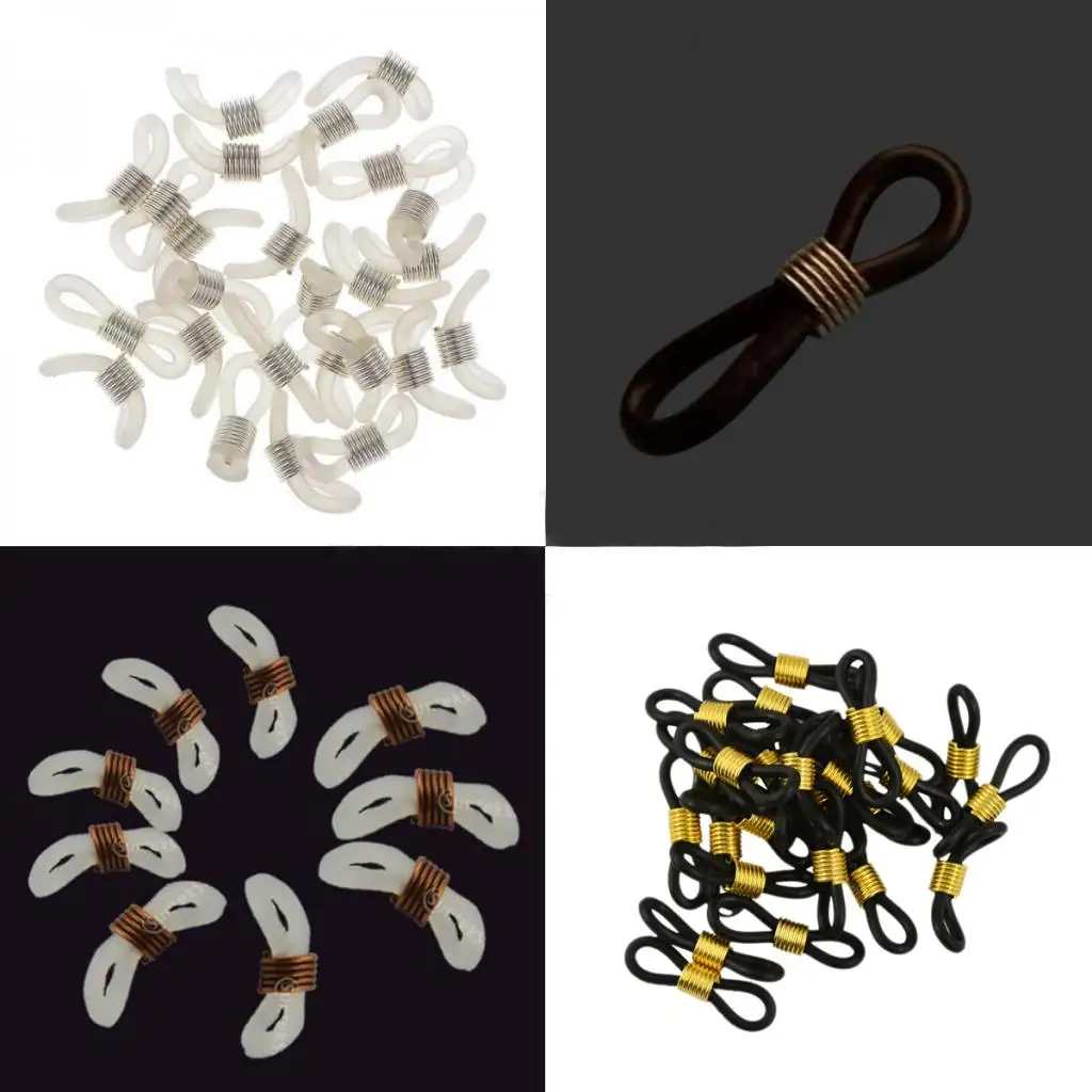 25Pcs Eyeglass String Ends Holders Sunglasses Chain Strap Ends Eyewear Rubber Loop Coil Ends Beaded - Adjustable