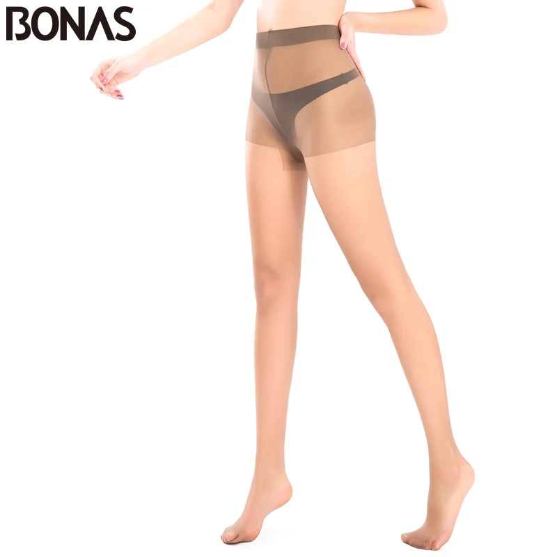 BONAS 15D размера плюс нейлоновые колготки женские одноцветные прозрачные колготки модные большие размеры черные устойчивые Колготки Чулочные изделия женские