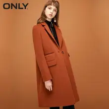 Long thick wool letter embroidery multi-pocket coat