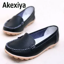 Akexiya Shoes Woman 2017 Genuine Leather Women Shoes Flats 8 Colors Loafers Slip On Women s