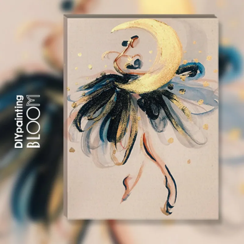 

Home Decorative Oil Painting By Numbers Moon Star Lady Wall Canvas Picture Coloring Paint By Number Brush Drawing Wedding Gift