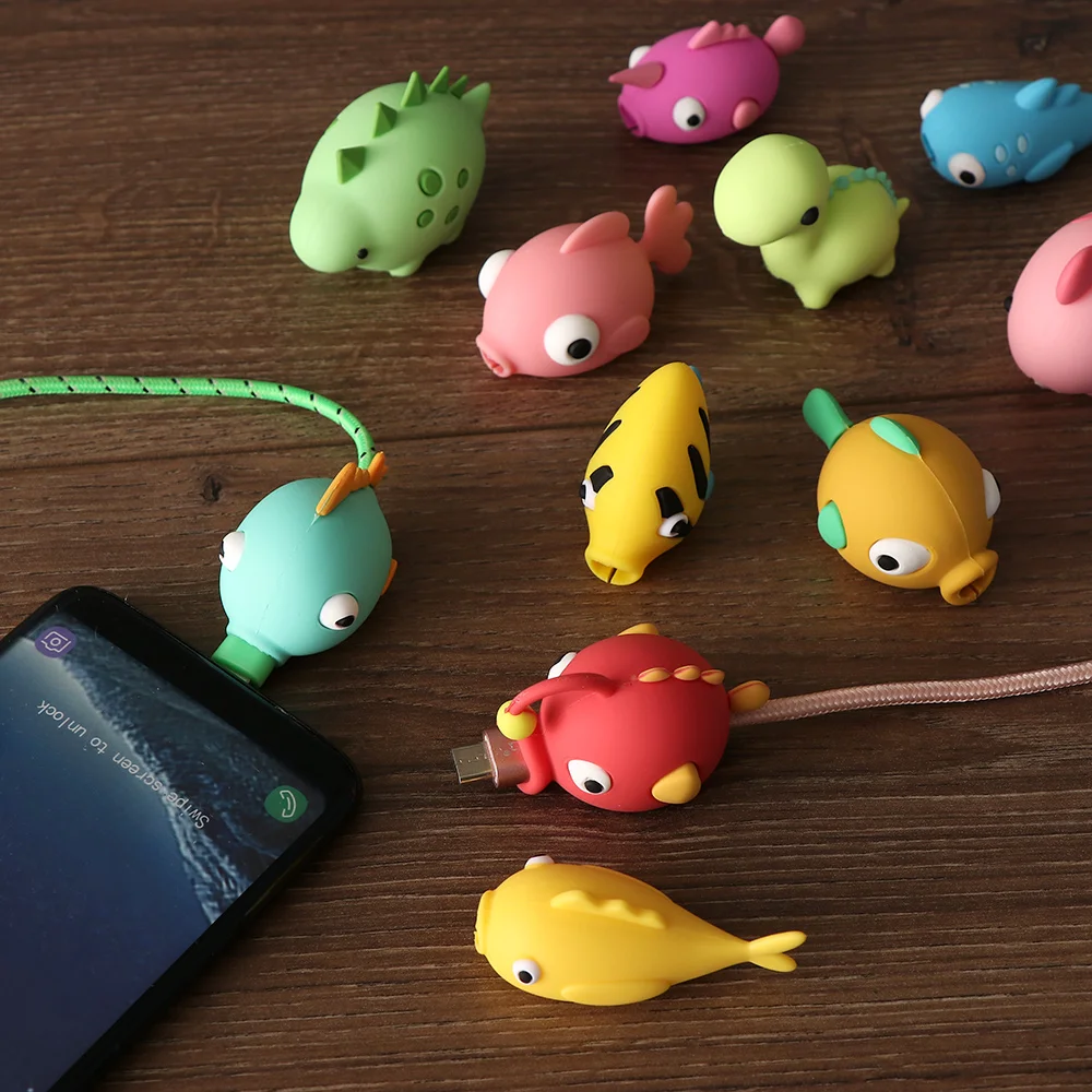 Кабель bite Cute Fish Cable протектор для iphone usb cable organizer chompers зарядное устройство провод держатель для iphone кабель