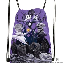 Custom The Nightmare Before Christmas Drawstring Backpack Bag Cute Daypack Kids Satchel (Black Back) 31x40cm#180531-03-53
