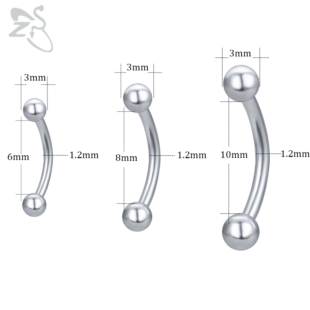 ZS 1 шт. серьги из нержавеющей стали пирсинг бровей губная серьга язык Пронзительный нос кольцо длинный промышленный пирсинг в форме гантели ювелирные изделия