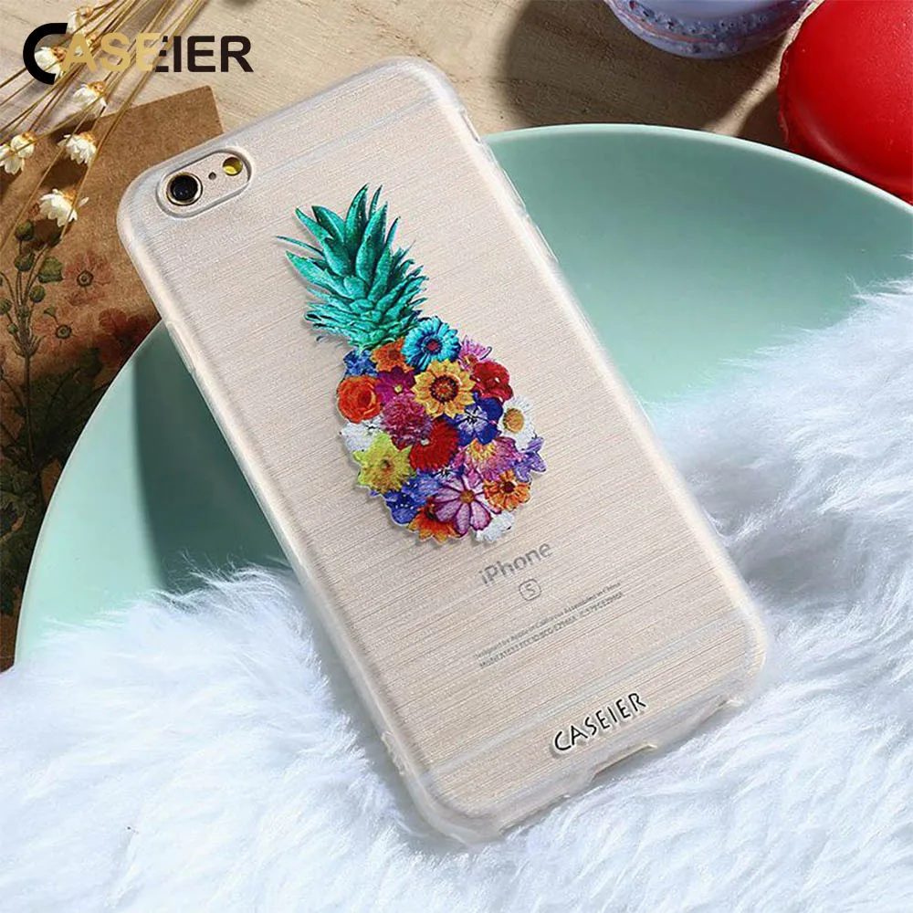 

CASEIER Embossed Case For iPhone 7 6 6s Plus 5 SE Flowers Pineapple Watermelon Ice Cream Silicone For Samsung S6 S7 Edge Cover