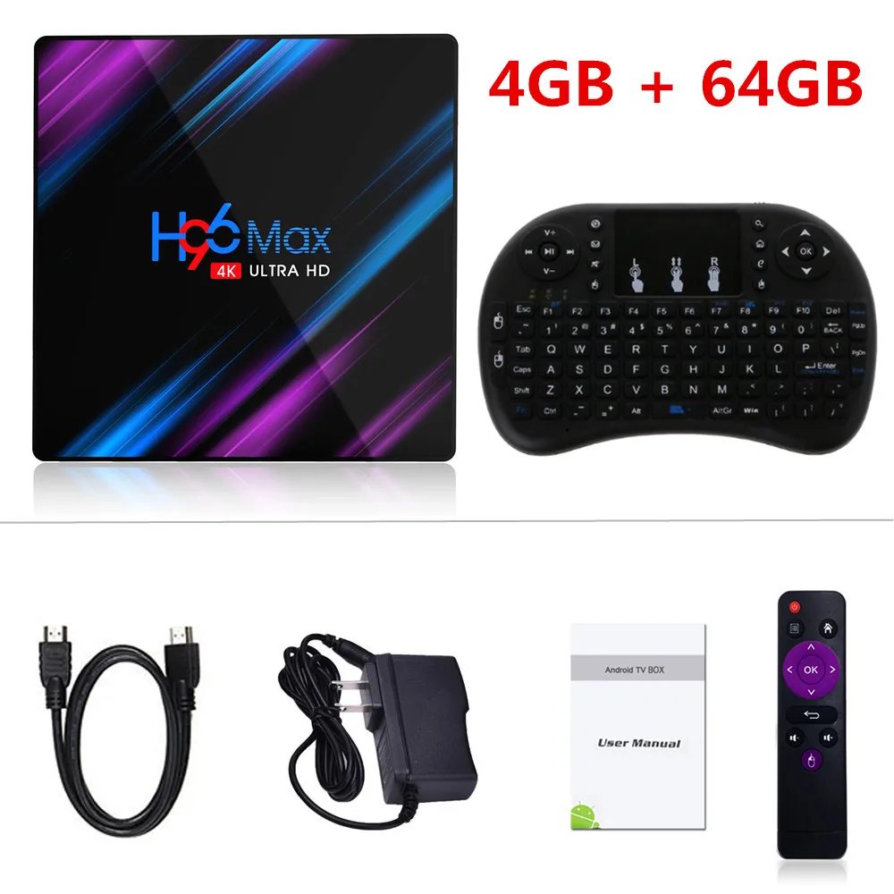 H96 MAX RK3318 Smart tv Box Android 9,0 4 Гб ОЗУ 32 Гб 64 Гб ПЗУ медиаплеер 4K голосовой помощник Google Netflix H96MAX телеприставка - Цвет: 4GB64GB i8 keyboar