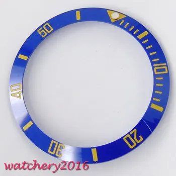 

39.9mm blue ceramic bezel insert watch kit fit automatic movement luminous marks Men's watch bezel
