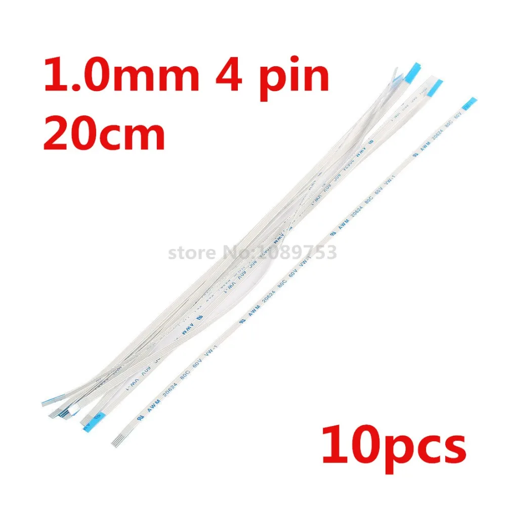

10pcs Reverse Ribbon Cable AWM 20624 80C 60V 1.0 mm 4 PIN 200mm 4p 20cm FPC cable