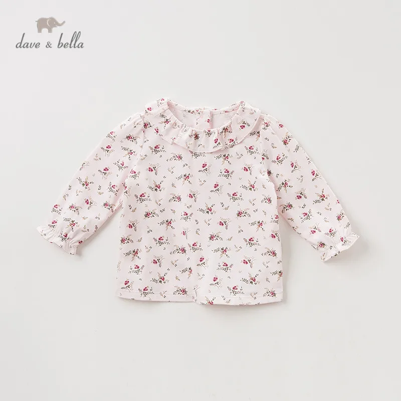 

DBA11035 dave bella baby girls autumn t-shirt toddler top children high quality tees lovely print clothes