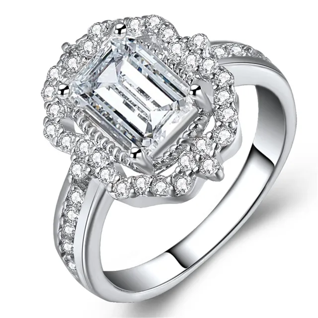 17KM Fashion Big Cubic Zirconia Rings For Women Romantic Crystal Engagement Wedding Party Ring Female Bijoux Jewelry Accessories