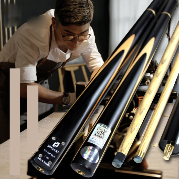 

2019 New Ash Handmade Jianjiang 3/4 Piece Snooker Cue Kit with Case with Extension 9.8mm 11.5mm Tip Snooker Stick for Novice Use