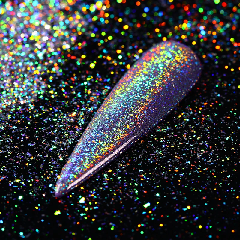 Голографический цветной блеск для ногтей 0,5 г лазер супер пигмент порошок пыль маникюр Дизайн ногтей украшение