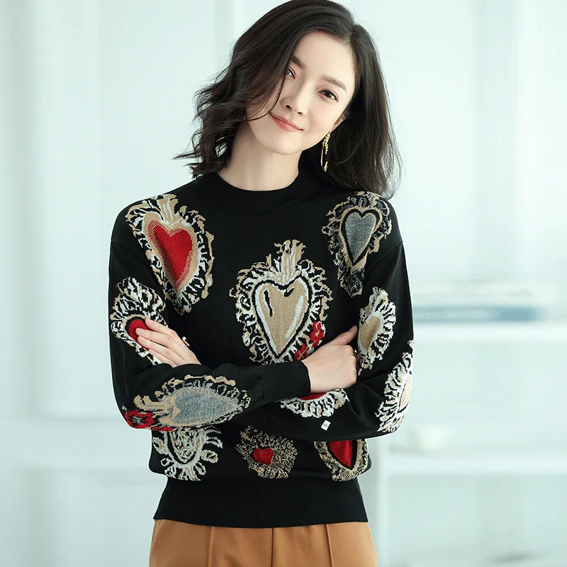 

Knitted Pullovers Women Sweaters 2018 New Autumn Long Sleeve Embroidery Pull Femme Women Top