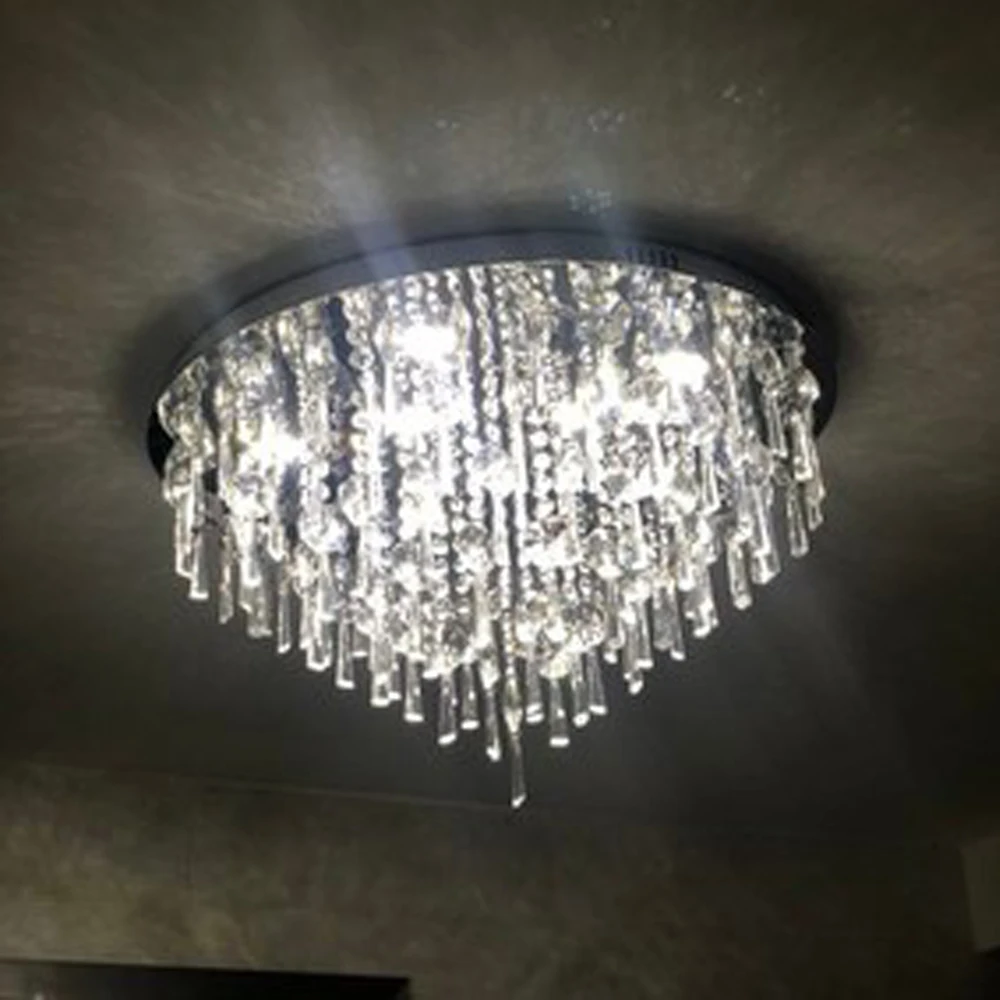 Круглый дизайн Хрустальная Потолочная люстра Светодиодный светильник AC110V 220v lustre современная лампа для гостиной спальни