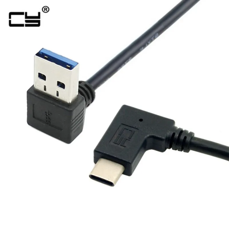 Reversible 30cm USB 3.1 Type C USB C Angled to Down Angled 90 Degree A