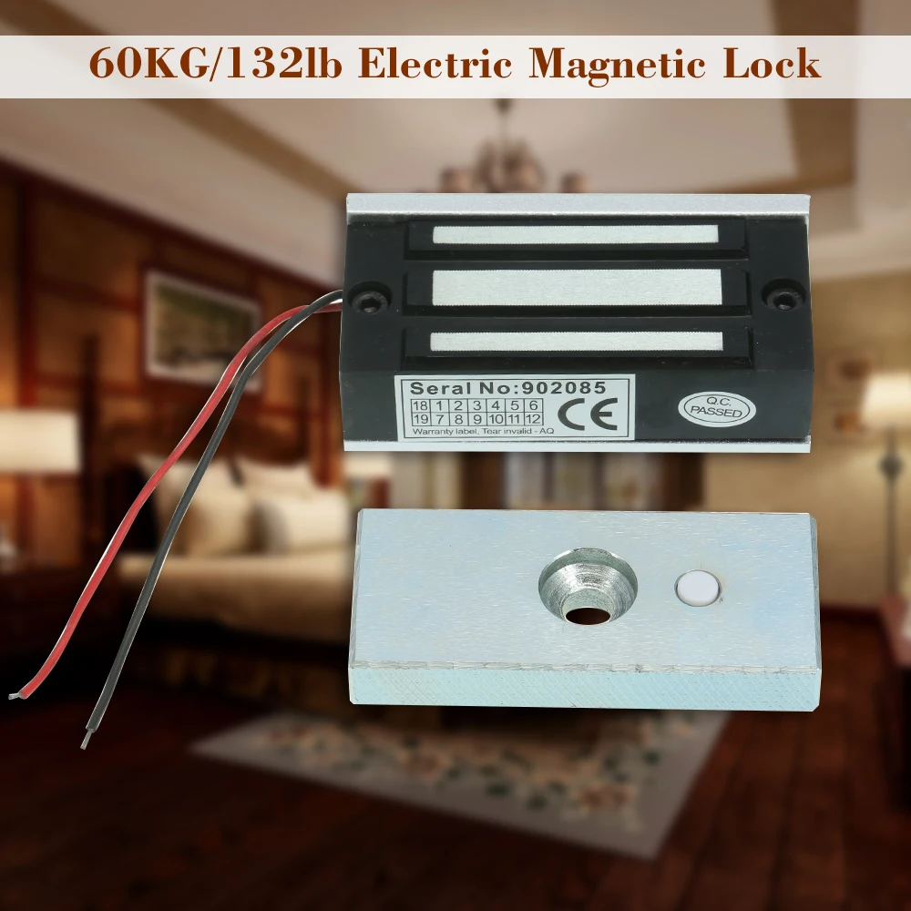 

60KG/132lb Electric Magnetic Lock Secure NC 12V DC for Door Entry Access Control System Lock