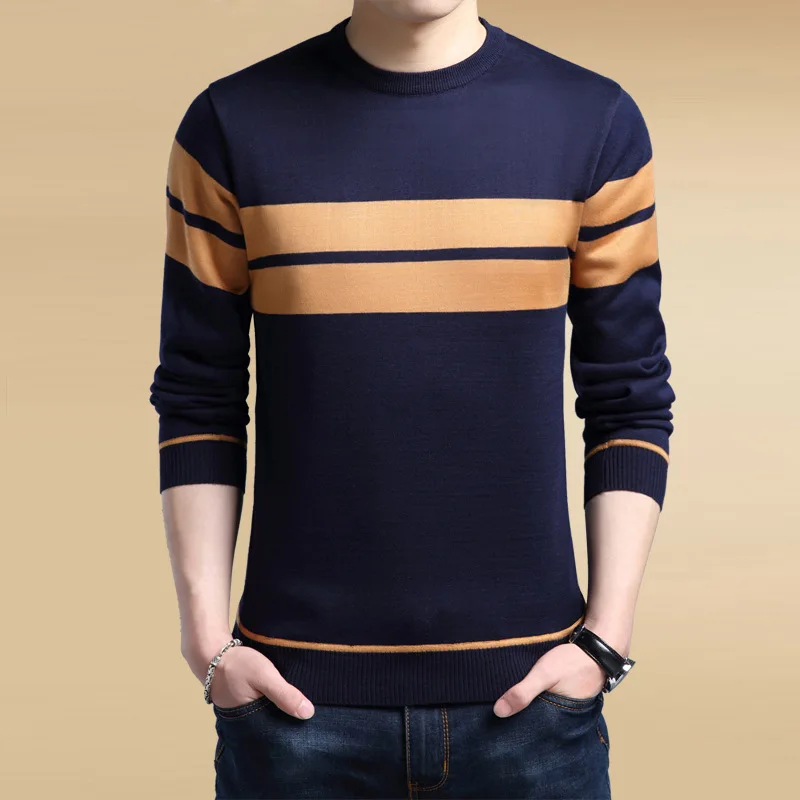Autumn casual knit long sleeved Pullover New Mens sweater-in Pullovers from Men's Clothing on 
