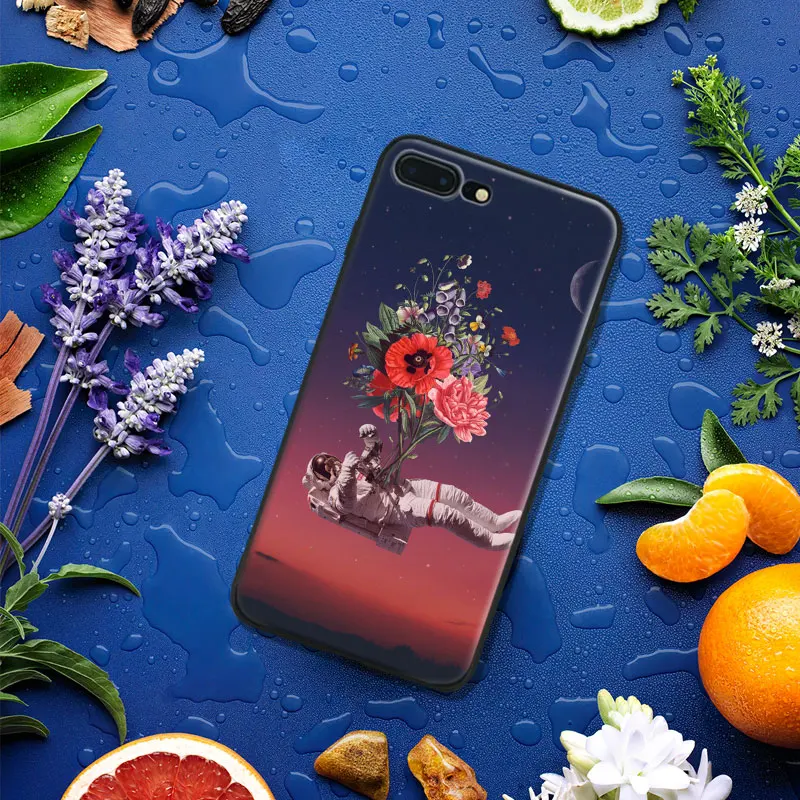 

Astronaut Flower Fun Art Artwork Tpu Soft Silicone Phone Case Cover Shell For Apple IPhone 5 5s SE 6 6s 7 8 Plus X 10