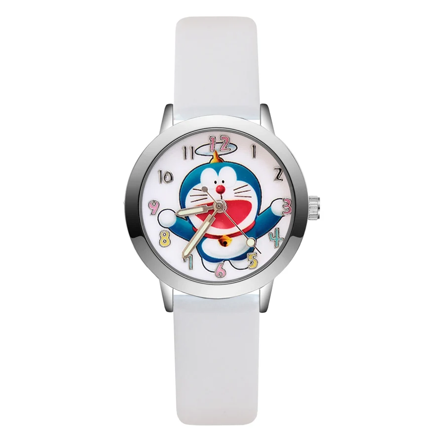 Модные милые Doraemon стильные детские часы Дети студенческие девушки кварцевые кожаные Наручные часы JA68