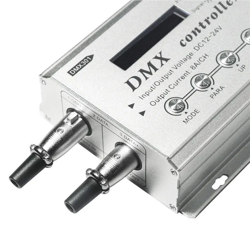 DMX301 низкого напряжения DC12-24V светодиодный DMX контроллер с ЖК-дисплей цифровой дисплей 8A/канал 3 канала для rgb светодиодный полосы освещение