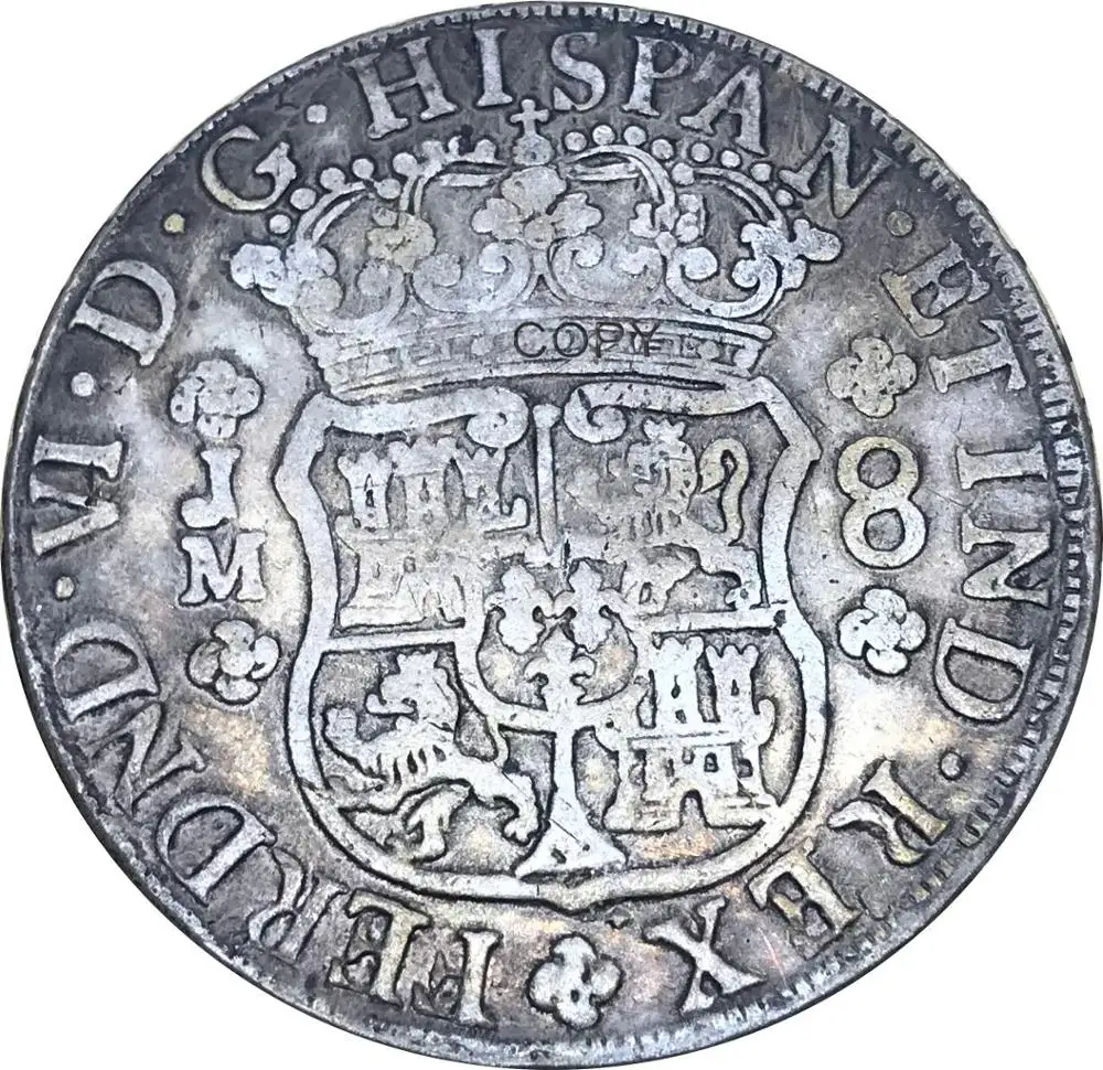 Peru 8 Reales Fernando VI 1753 LM J cupronicel покрытые серебром копии монет высокого качества