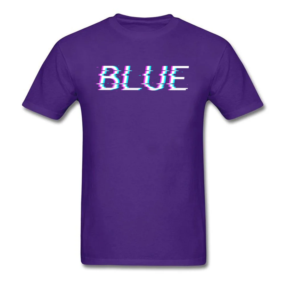 Glitch Blue Personalized Tops Tees Short Sleeve for Men 100% Cotton Father Day O Neck T Shirts Slim Fit T Shirts Funky Glitch Blue purple