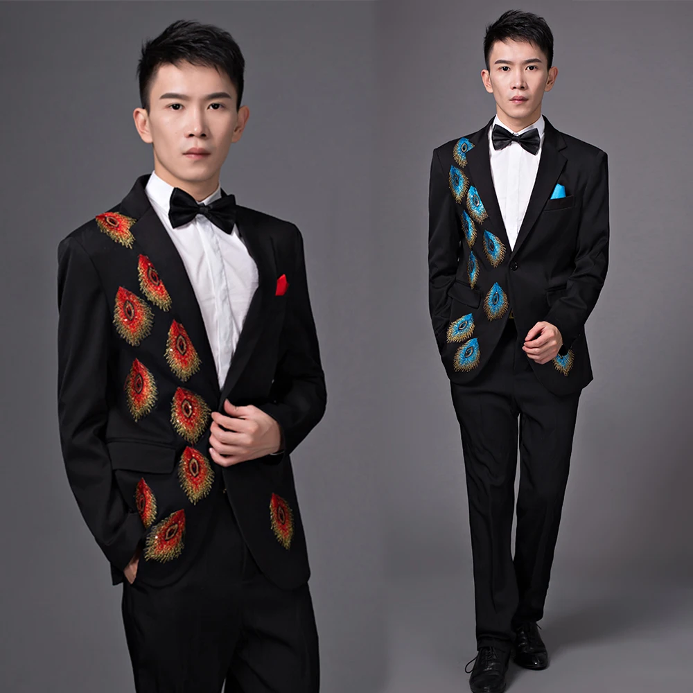 Compra trajes de boda para hombres negro rojo online al