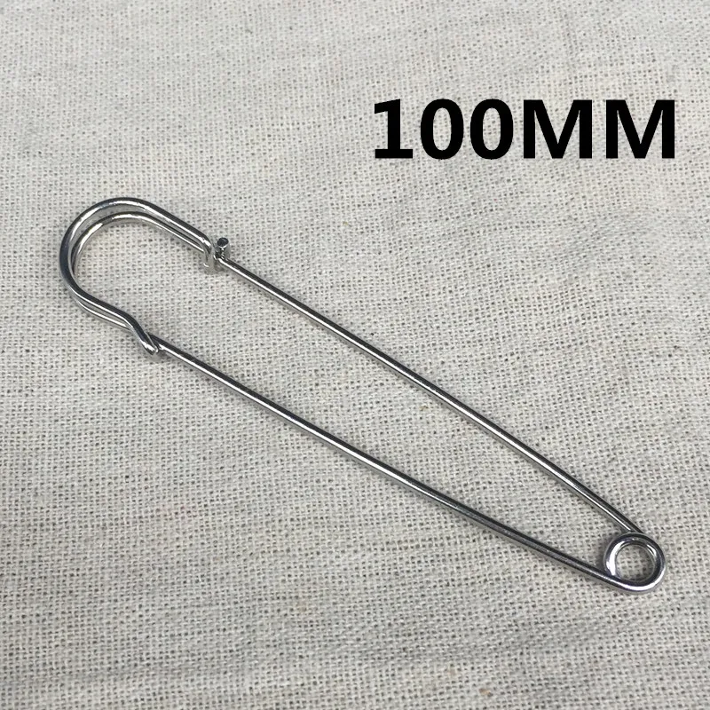 

10Pcs 4 Inch Large Nickel plated Silver Metal Safety Pins