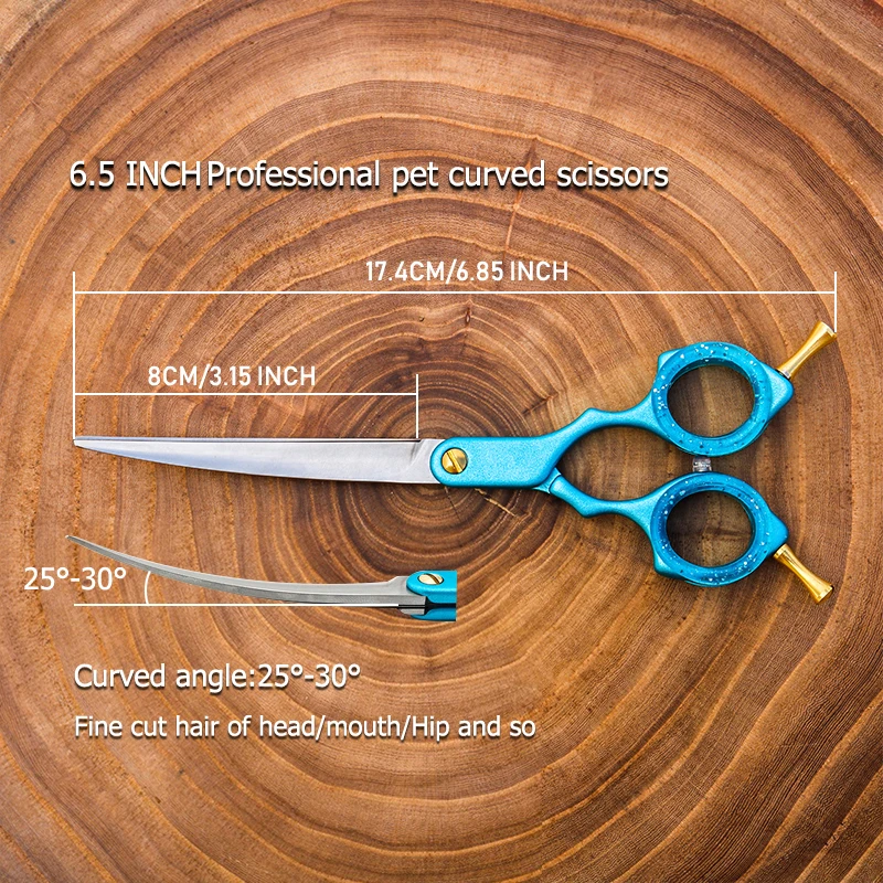 Professional Pet Dog Grooming Shears Curved 6.5 Inch Dog Grooming Scissors Curved Shears Japan 440C Kingbird