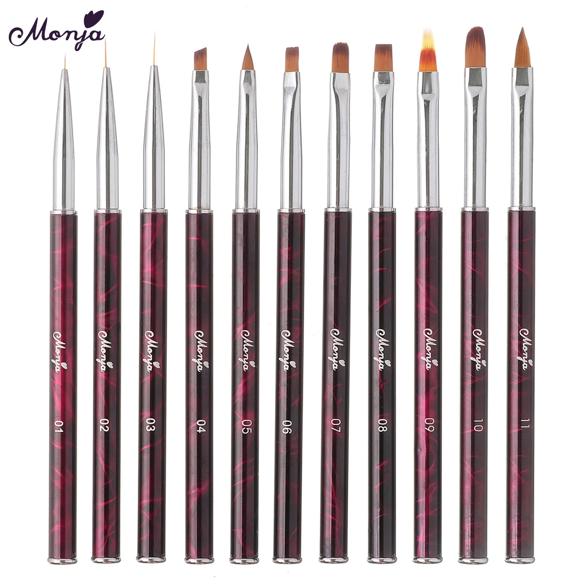 

Monja 11 Style Nail Art Acrylic Poly Gel Drawing Painting Extension Builder Stripes Lines Liner Gradient Pen Brush Manicure Tool