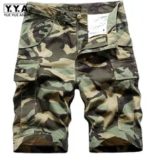 Новые летние мужские хлопковые шорты Грузовой Камуфляж карманы пляжные шорты свободного кроя повседневные мужские брюки по колено шорты Homme