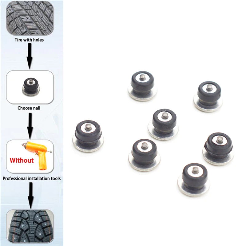 100pcs/lot Car Tires Studs Spikes Wheel Car 12x8mm Snow Chains For Vehicle Truck Motorcycle Tires Winter Universal