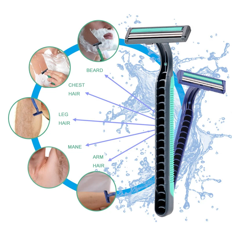 Disposable Men Razor 2 Layer Razor Blades Head Shaver Beard Trimmer