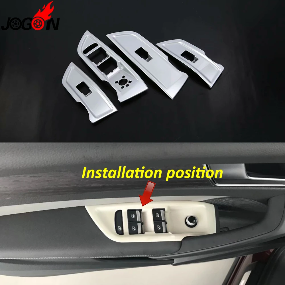 

LHD For Audi Q5 FY 2018 2019 Car Styling Interior Front Rear Door Window Lift Control Button Cover Trim Matte ABS Chrome